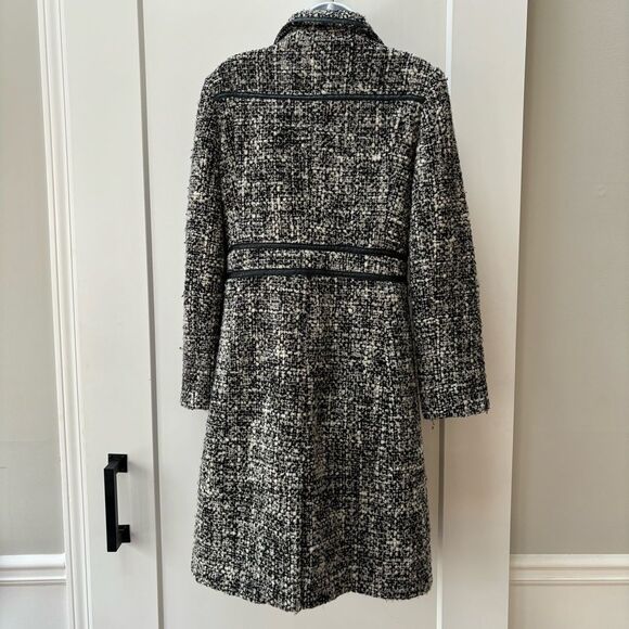 Arden B Luxe black and white tweed coat faux leather trim women’s size M - Picture 3 of 7